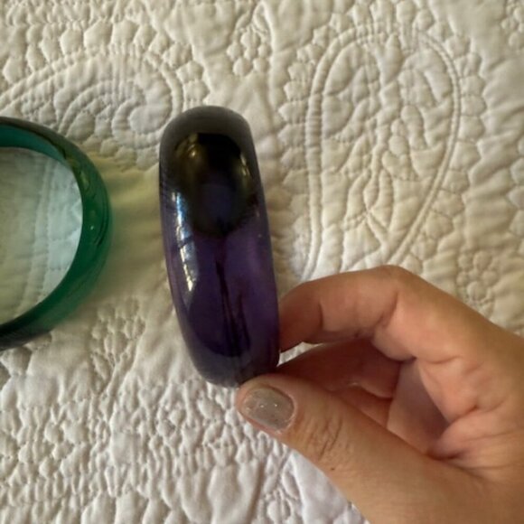 Vintage Bangle Peacock Feather Plastic Bangles - Picture 7 of 7